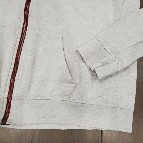 ZINE Gray and burgundy Full Zip Hoodie Sweatshirt  Sz: M Light weight summer - Picture 4 of 8